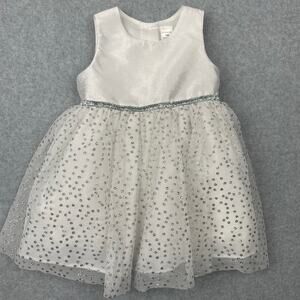 D0035 George White Silver Sparkle Dress Size 12 months
